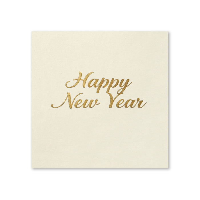 Happy New Year Gold Script Cocktail Napkins, 50-Pack, 3-ply, New Year’s Eve Party Decor
