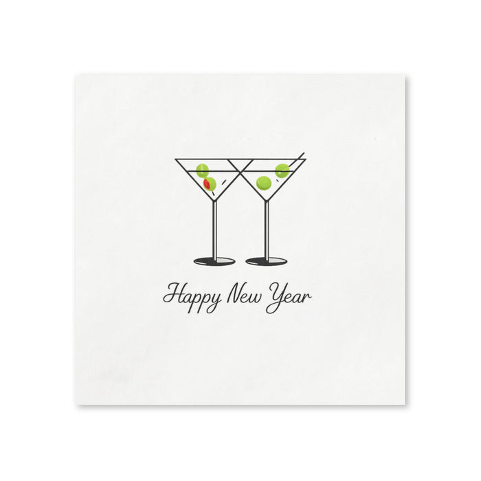Happy New Year Martini Cocktail Napkins, 50-Pack, 3-ply, New Year’s Eve Party Decor