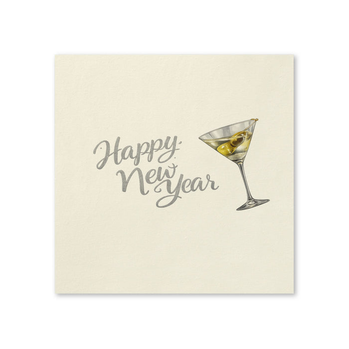 Happy New Year Martini Cocktail Napkins, 50-Pack, 3-ply, New Year’s Eve Party Decor
