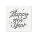 Happy New Year Silver Script Cocktail Napkins, 50-Pack, 3-ply, New Year’s Eve Party Decor