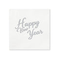 Happy New Year Silver Script Cocktail Napkins, 50-Pack, 3-ply, New Year’s Eve Party Decor