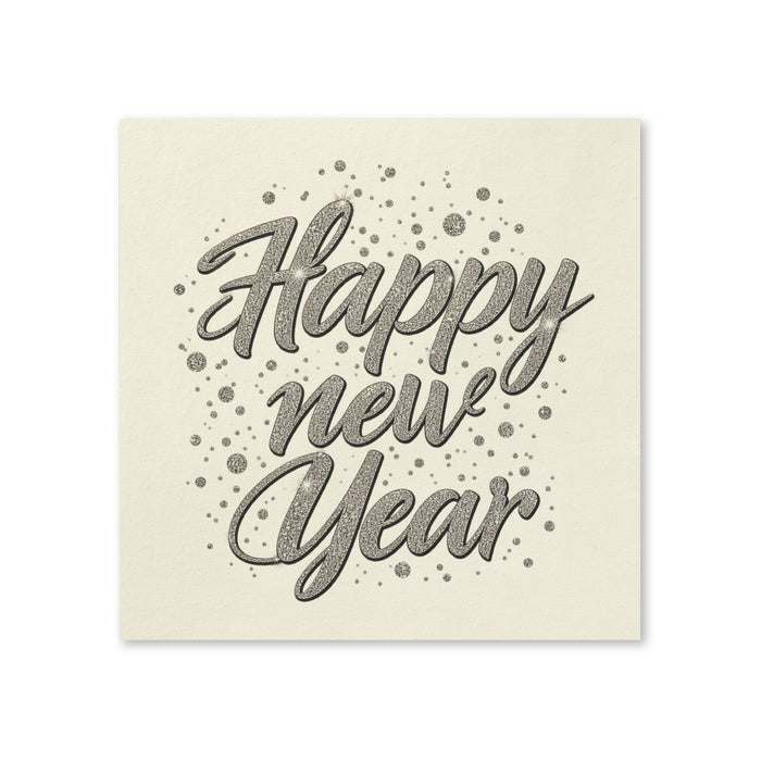 Happy New Year Silver Script Cocktail Napkins, 50-Pack, 3-ply, New Year’s Eve Party Decor