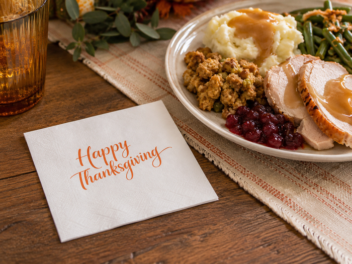 Happy Thanksgiving Cocktail Napkins, 50-Pack, 3-ply, Elegant Thanksgiving Napkins