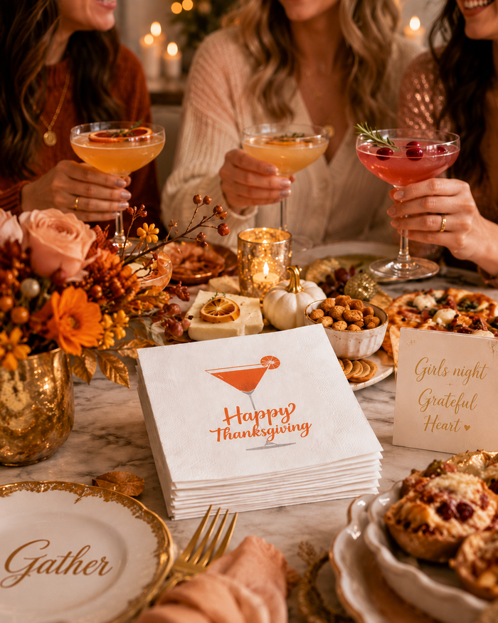 Happy Thanksgiving Cocktail Napkins, 50-Pack, 3-ply, Fall Martini Party Napkins