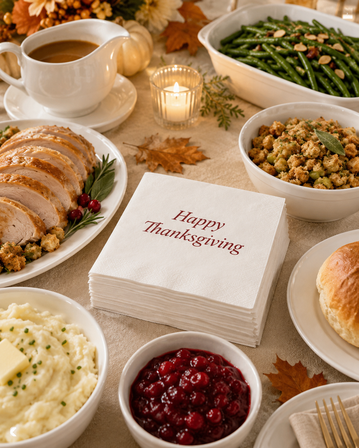 Happy Thanksgiving Cocktail Napkins, 50-Pack, 3-ply, Thanksgiving Party Napkins