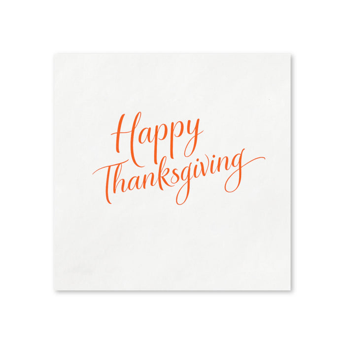 Happy Thanksgiving Orange & Creme Napkins, 50-Pack, 3-ply, Elegant Thanksgiving Party Napkins