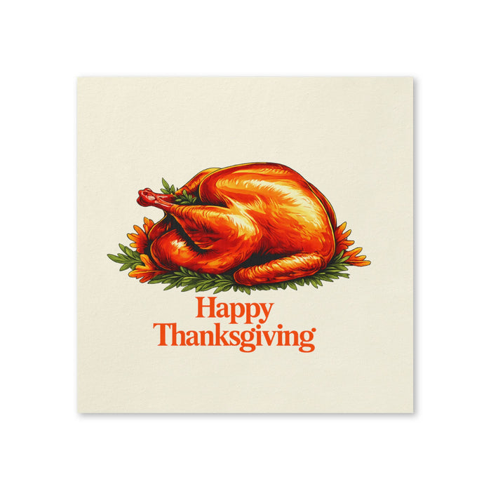 Happy Thanksgiving Roasted Turkey Cocktail Napkins, 50-Pack, 3-ply, Classic Holiday Dinner Napkins