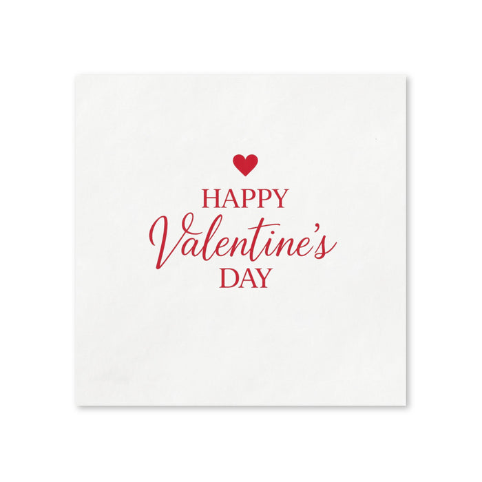 Happy Valentine's Day Cocktail Napkins, 50-Pack, 3-ply, Red Heart Valentine’s Day Party Napkins