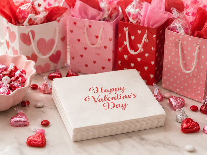 Happy Valentine's Day Cocktail Napkins, 50-Pack, 3-ply, Valentine’s Day Party Decor