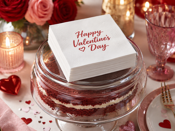 Happy Valentine’s Day Cocktail Napkins, 50-Pack, 3-ply, Valentine’s Day Party Decor