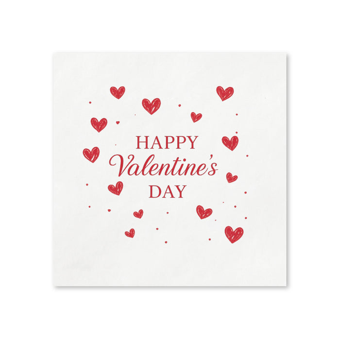 Happy Valentine's Day Red Hearts Cocktail Napkins, 50-Pack, 3-ply,  Valentine’s Day Party Decor