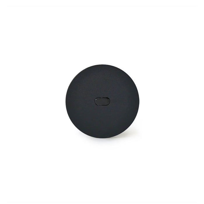 HMM Scissors Base aluminium stand in black with minimalist circular design for vertical display