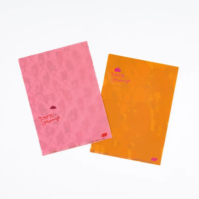 Hobonichi 100%ORANGE Folder Set of 2 for A5 Size (Squirrel Squadron), shown from another angle.