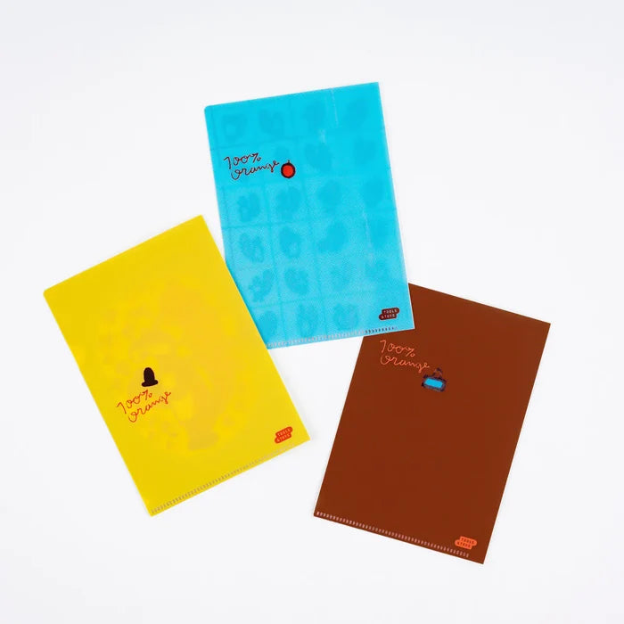 Hobonichi 100%ORANGE Folder Set of 3 for A6 Size (Squirrel’s Moving Day), shown from another angle.