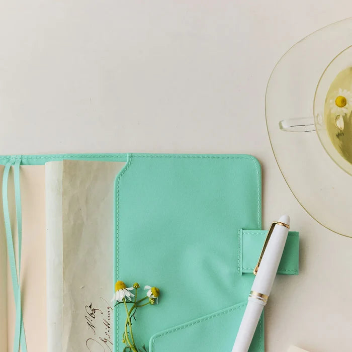 Hobonichi 2026 A5 Cousin Cover: Colors - Chamomile Mint, close-up view.