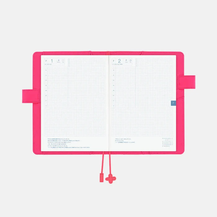 Hobonichi 2026 A5 Cousin Cover: Makoto Matsubayashi - Pink Flowers, front view.
