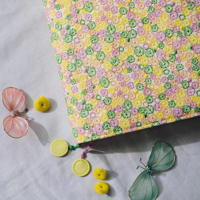 Hobonichi 2026 A5 Cousin Cover: minä perhonen - skyful (Yellow), alternate angle.