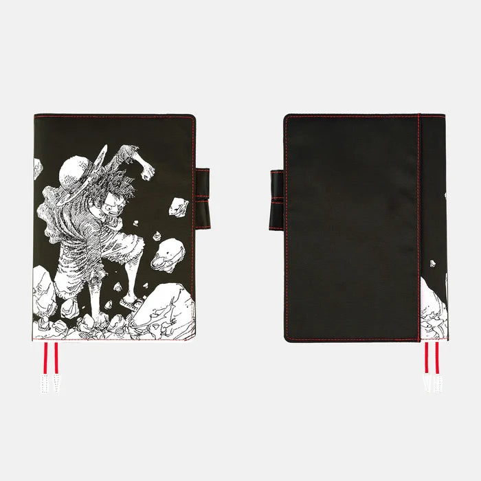 Hobonichi 2026 A5 Cousin Cover: One Piece Magazine - Straw Hat Luffy (Black), shown from the front.