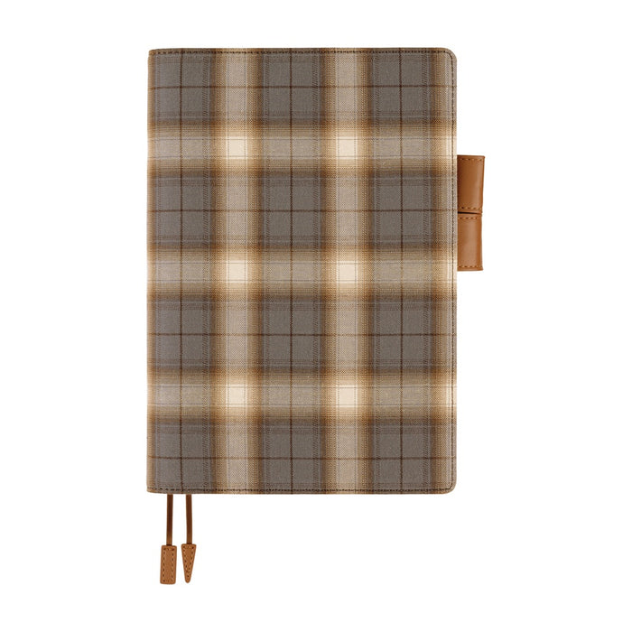 Hobonichi 2026 A5 Cousin Cover: Shirt Fabric - Foggy Plaid, detail view of the design.