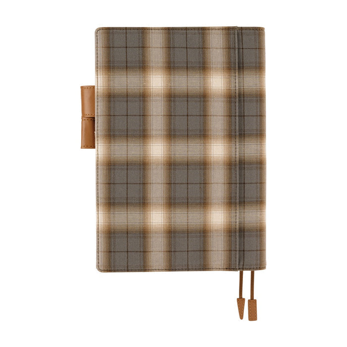 Hobonichi 2026 A5 Cousin Cover: Shirt Fabric - Foggy Plaid, shown in full.