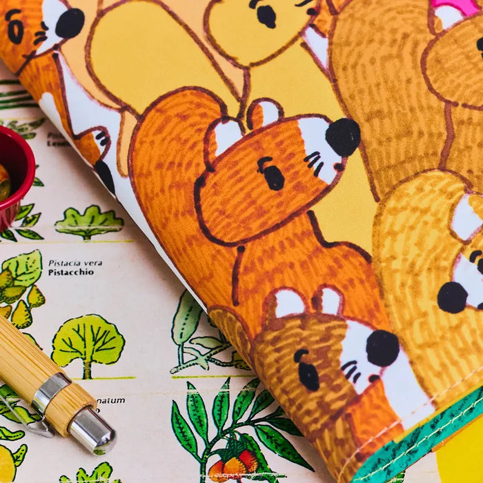 Hobonichi 2026 A6 Planner Cover: 100%ORANGE - Squirrel Squadron, alternate angle.