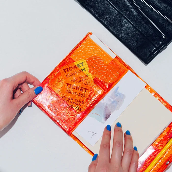Hobonichi 2026 A6 Planner Cover: beautiful people - Nothing to Hide (Orange), shown in full.