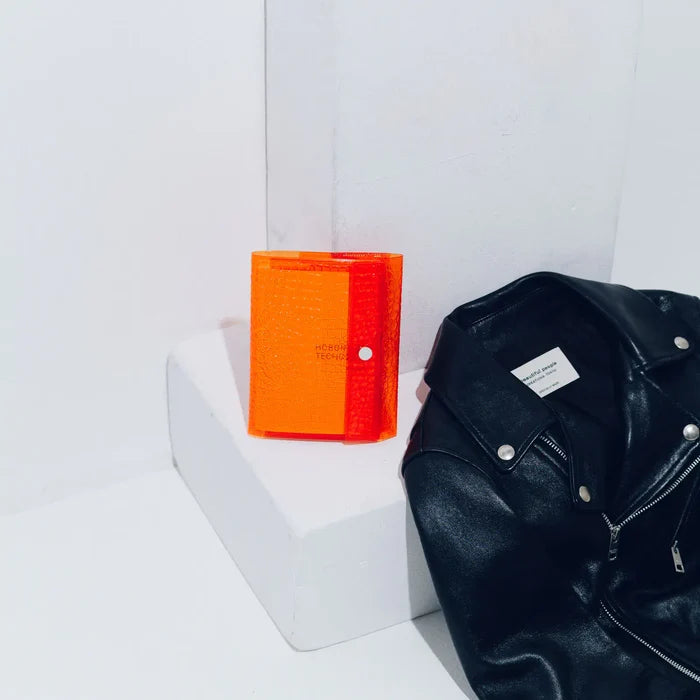 Hobonichi 2026 A6 Planner Cover: beautiful people - Nothing to Hide (Orange), alternate angle.