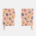Hobonichi 2026 A6 Planner Cover: Candy Stripper - Random Dog & Cat (Pink), shown from the front.
