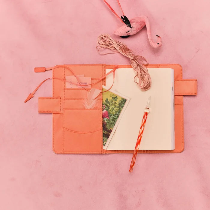 Hobonichi 2026 A6 Planner Cover: Colors - Airy Flamingo, shown in full.