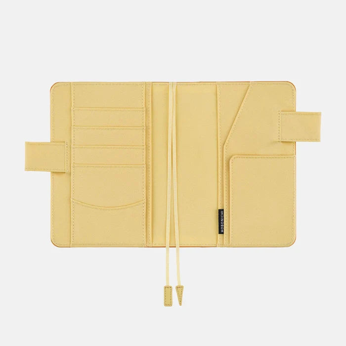 Hobonichi 2026 A6 Planner Cover: Colors - Butterscotch, shown with its details.