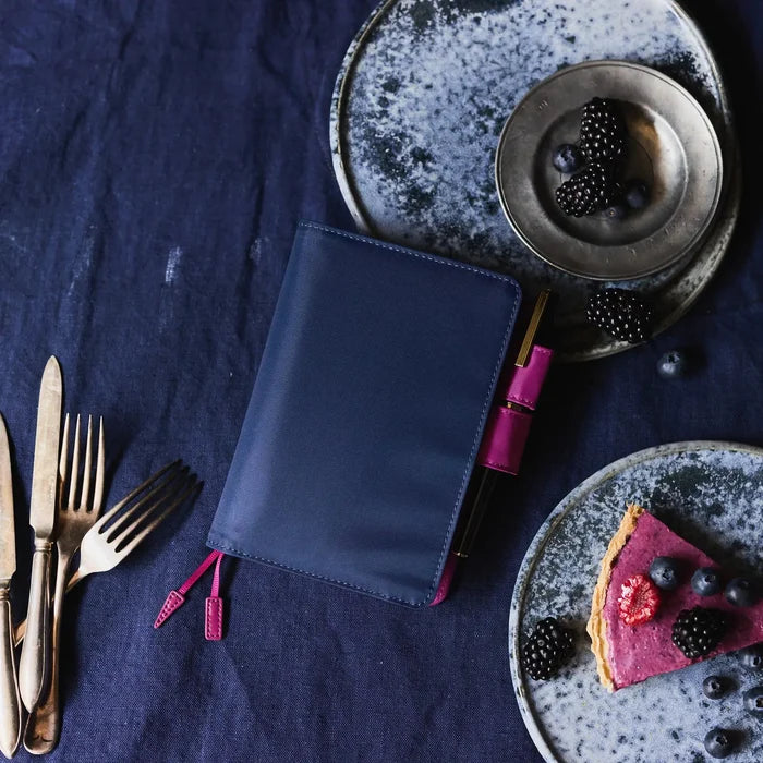 Hobonichi 2026 A6 Planner Cover: Colors - Mystic Berry, detail view of the design.
