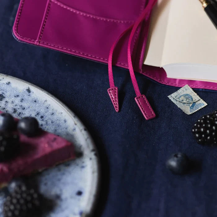 Hobonichi 2026 A6 Planner Cover: Colors - Mystic Berry, close-up view.