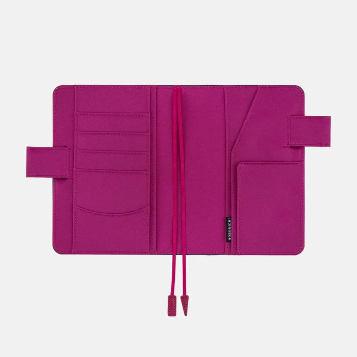 Hobonichi 2026 A6 Planner Cover: Colors - Mystic Berry, shown with its details.