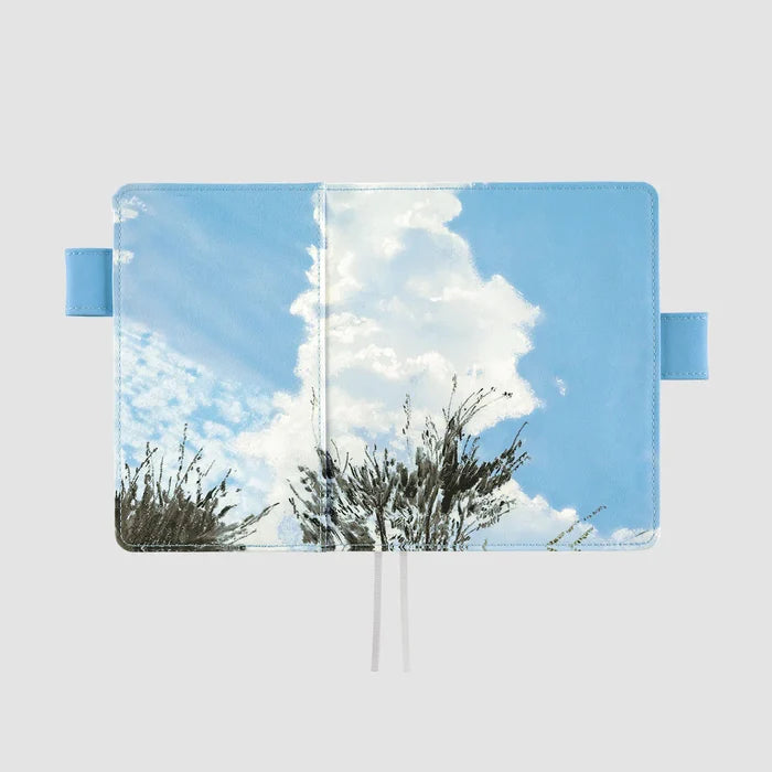 Hobonichi 2026 A6 Planner Cover: Kyohei Sakaguchi - Field Sky, shown from another angle.