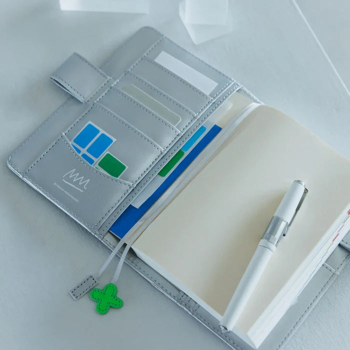 Hobonichi 2026 A6 Planner Cover: Makoto Matsubayashi - Silver Flowers, close-up view.