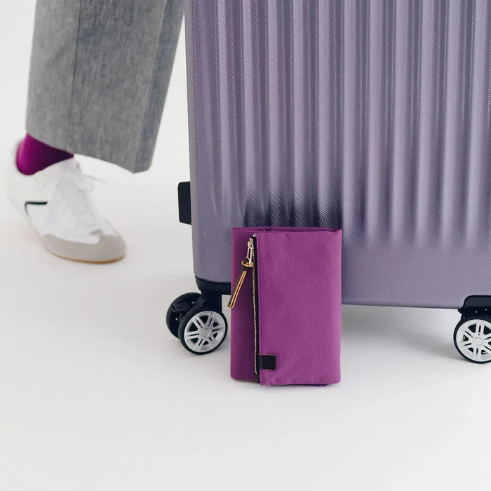 Hobonichi 2026 A6 Planner Cover: Tragen - Purple, alternate angle.