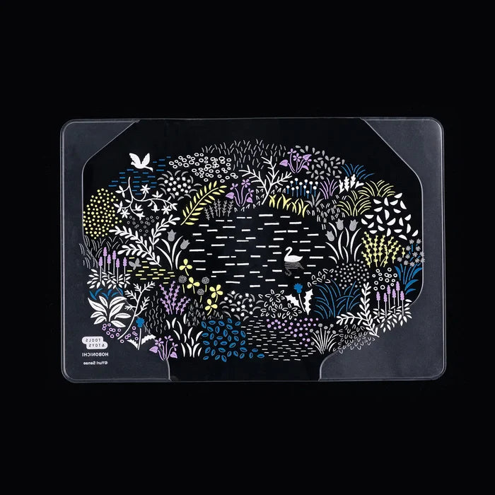 Hobonichi 2026 A6 Planner Cover: Yuri Sanae - Cover on Cover for A6 Size (Forest Lake), detail view of the design.