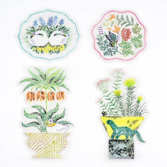 Hobonichi 2026 Accessories: iyo okumi - Transparent Embroidery Sticker Set - My Garden, shown from another angle.