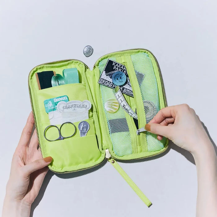 Hobonichi 2026 Accessories: Small Drawer Pouch (Aqua Lime), shown from another angle.