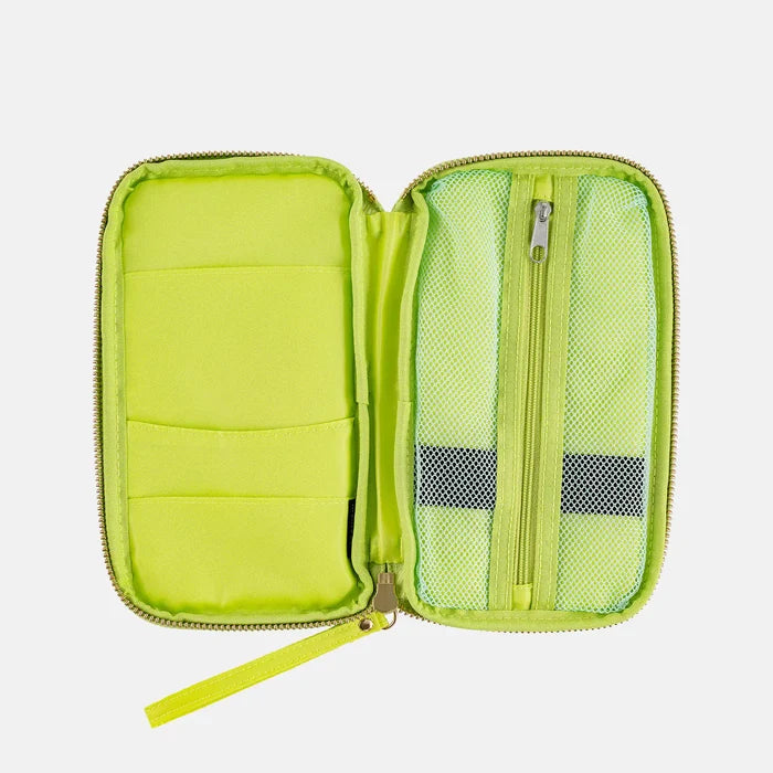Hobonichi 2026 Accessories: Small Drawer Pouch (Aqua Lime), close-up view.