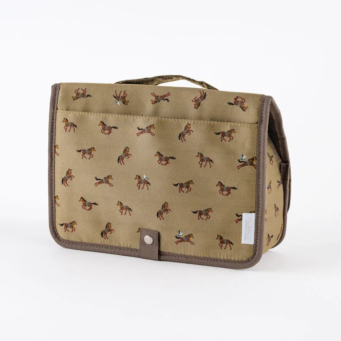 Hobonichi 2026 Accessories: Stappo (Bow & Tie - Galloping Horses), shown from another angle.