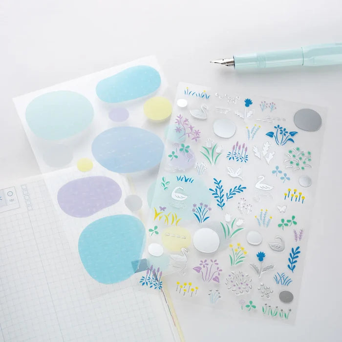 Hobonichi 2026 Accessories: Yuri Sanae - Layering Stickers (Forest Lake), shown from the front.