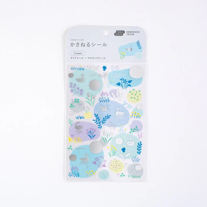 Hobonichi 2026 Accessories: Yuri Sanae - Layering Stickers (Forest Lake), shown from another angle.