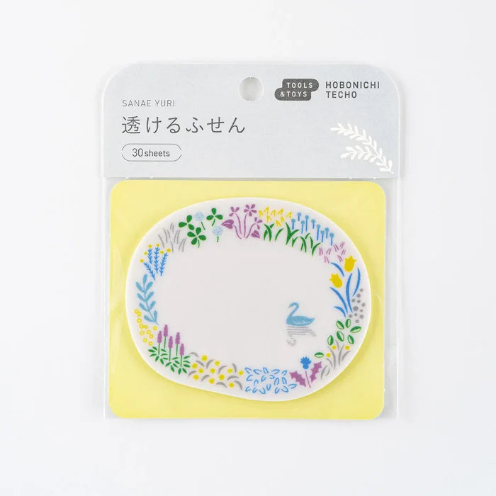 Hobonichi 2026 Accessories: Yuri Sanae - See-Through Sticky Notes (Forest Lake), shown from another angle.