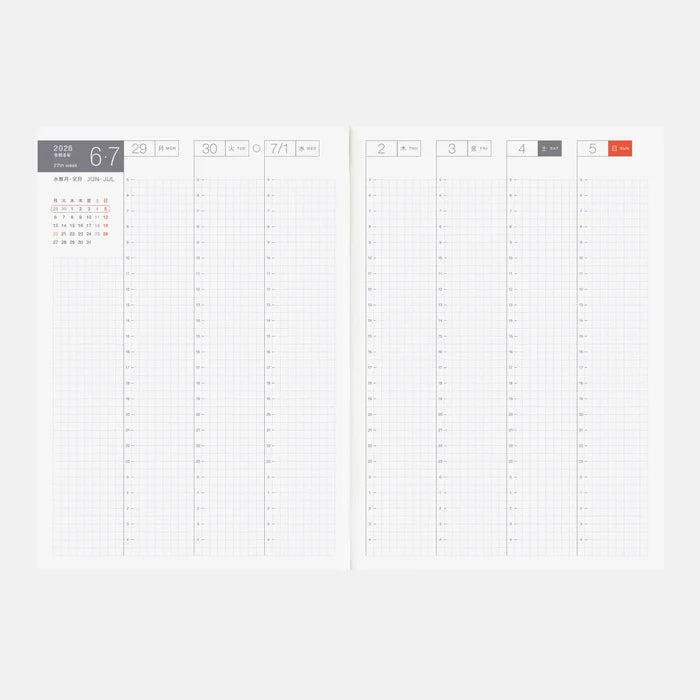 Hobonichi 2026 Japanese Cousin Avec Books – A5/Jan Start/Mon Start/6-Month x 2, close-up view.