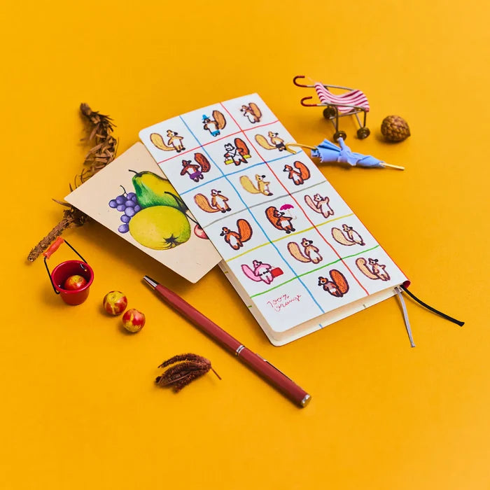 Hobonichi 2026 Weeks: 100%ORANGE - Squirrel’s Moving Day, close-up view.