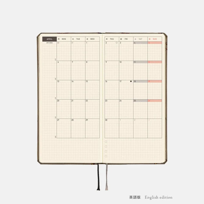 Hobonichi 2026 Weeks: Bow & Tie - Galloping Horses, alternate angle.