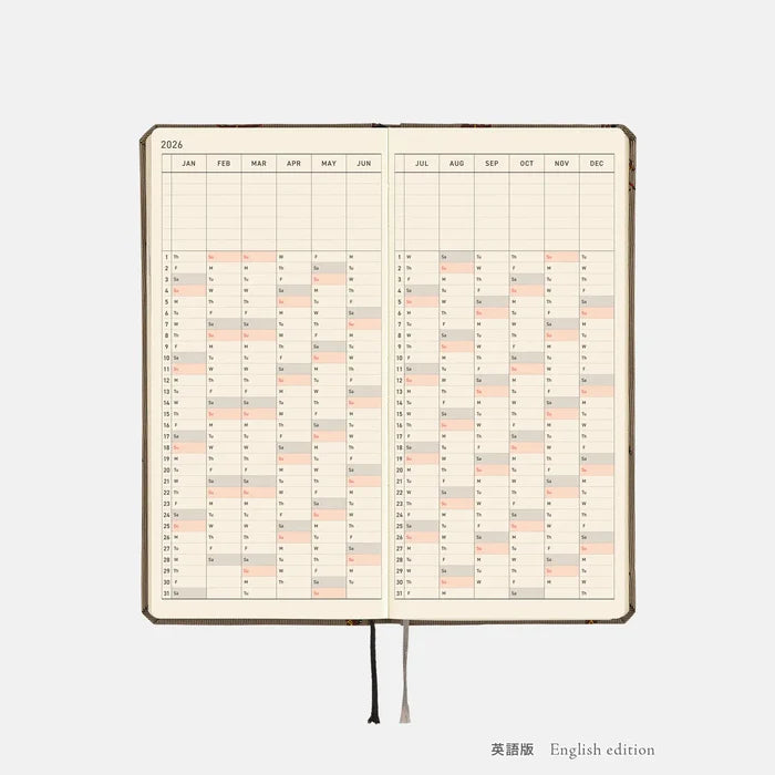 Hobonichi 2026 Weeks: Bow & Tie - Galloping Horses, front view.