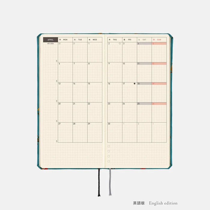 Hobonichi 2026 Weeks: Bow & Tie - In the Forest, shown with its details.