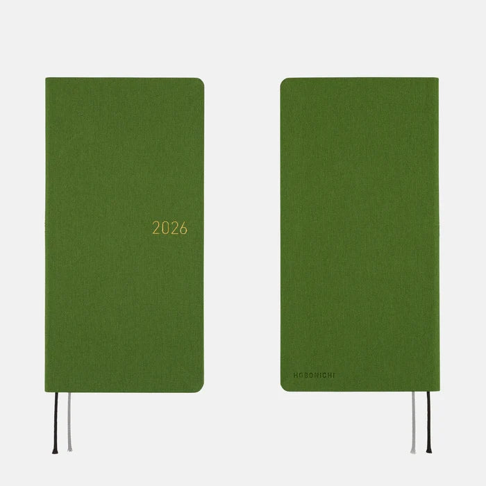 Hobonichi 2026 Weeks: Colors - Antique Green, shown from the front.